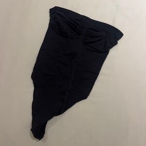 SKIMS Fits Everybody Strapless Ruched Thong Bodysuit Onyx Black Size M